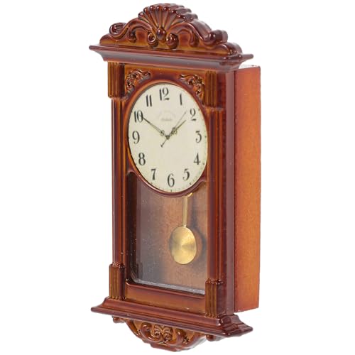 JOINPAYA Mini-Standuhr Uhren Solarbetriebenes Hausnummernschild Vintage -Wanduhr Solar- Tür Pendeluhr Miniatures holzdeko spielzeuge Dekoration Uhr-Ornament Puppenhausverzierung hölzern von JOINPAYA