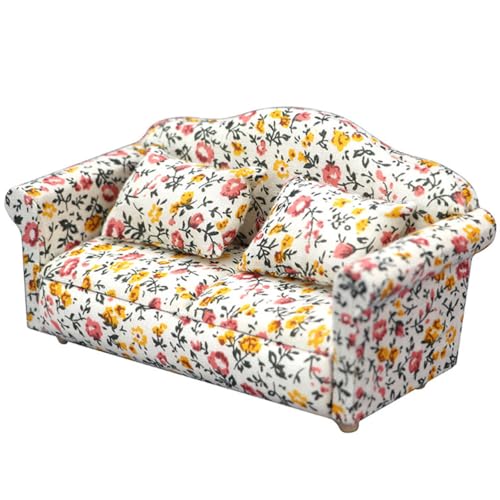 JOINPAYA Miniatur Möbel Blumenmuster Sofa Für Puppenhaus Maßstab Für Wohnzimmer Dekoration Realistische Nachbildung Für Miniaturlandschaften Und Kreative Projekte von JOINPAYA