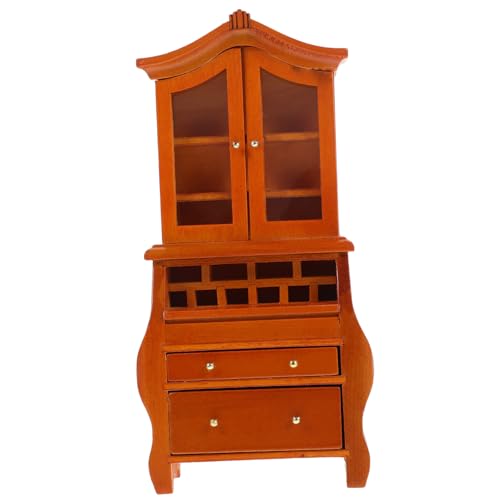 JOINPAYA Mini-vertikalschrank Miniaturmöbel Und Accessoires Puppenhaus Miniaturen Puppenhaus Miniatur-bücherregal Minischrank Zum Basteln Winzige Vitrine Für Puppenhaus Brown Hölzern von JOINPAYA