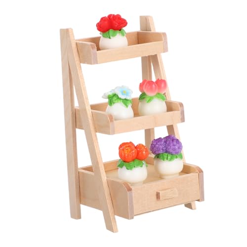 JOINPAYA Miniatur Blumen mit Stand Miniatur Blumentöpfe DIY Dekoration Kompakte Mini Deko Detailreiche Kunstpflanzen für Kleine Räume von JOINPAYA