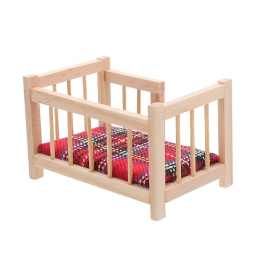 JOINPAYA Miniatur Holz Puppenhaus Babybett mit Realistischem Design Robustes Puppenhaus Möbel Zubehör Kompatibel mit Verschiedenen Puppengrößen für Sammler von JOINPAYA