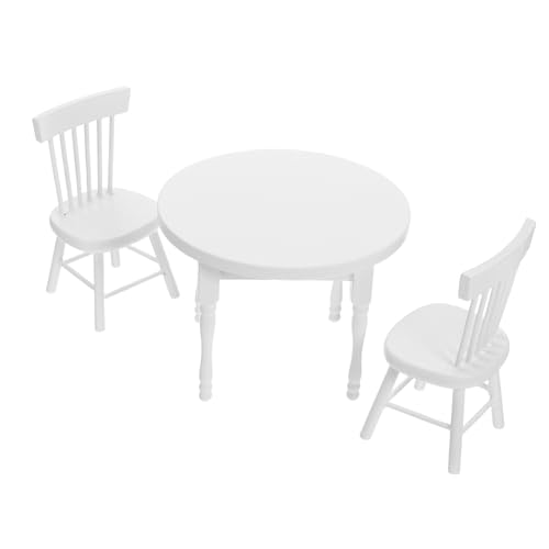 JOINPAYA Miniatur Puppenhausmöbel Set Weiß Holz Esstisch Stuhl Weihnachtsgeburtstag Festliche Party Zubehör von JOINPAYA