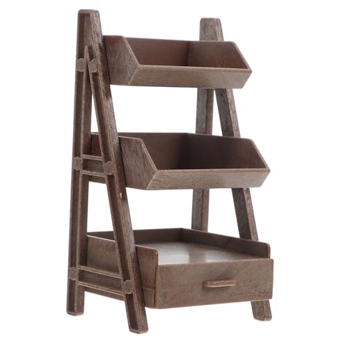 JOINPAYA Miniatur Regal Dreistöckig Robust Kompakt Tragbar für Puppenhaus Zubehör Bastelbedarf Home Dekoration Tiefbraun von JOINPAYA