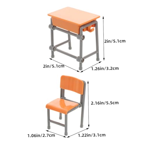 JOINPAYA Miniatur Schulmöbel Set Miniatur Klassenzimmer Möbel Puppenhaus Schreibtisch Stuhl Set für Rollenspiele und Kreatives Lernen von JOINPAYA