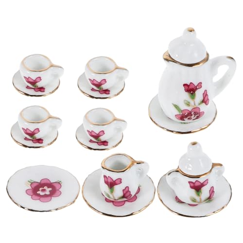 JOINPAYA Miniature Tea Set Für Puppenhäuser Porzellan Teeservice Mit Details Für Dekorieren Von Mini-küchen Für Rollenspiele Und Sammlungen von JOINPAYA