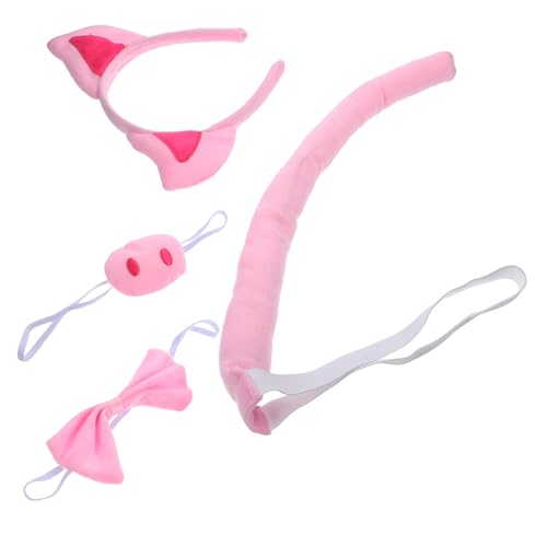 JOINPAYA Pig Kostüm Set Teilig mit Schweineohren Stirnband Schleife Nase und Leichtes Langlebiges Tierkostüm Zubehör für Karneval Halloween Cosplay für Erwachsene von JOINPAYA