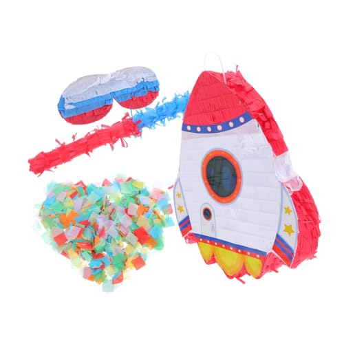 JOINPAYA Pinata aus Stabilem Karton mit Krepppapier Inklusive Blindenmaske und Schlagstab für Weltraum Astronauten geburtstagsdekorationen Einfach Aufzuhängen Befüllen mit Süßigkeiten und von JOINPAYA