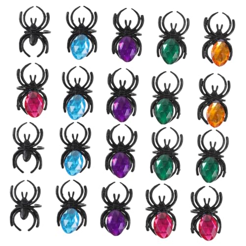 JOINPAYA Plastikspinnen Ring Teilig Bunte Halloween Spinnenringe mit Öffnung Lustige Spinnennetz Deko Langlebige Kunststoffringe für Halloween Party und Basteln von JOINPAYA