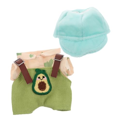 JOINPAYA Plüschpuppe Mit Avocado-hosenträgern Niedlicher Jumpsuit Für Puppen Kuscheliges Outfit Für Puppen Und Dekoration Im Grünem Duckbill-Hut von JOINPAYA