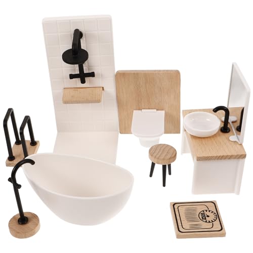 JOINPAYA Puppenhaus-Badezimmer-Set 1:12 Miniatur-Badezimmermöbel Mini-Wc Badewanne Waschbecken Puppenhaus-Möbel Spielzeug Mini- -Zubehör von JOINPAYA