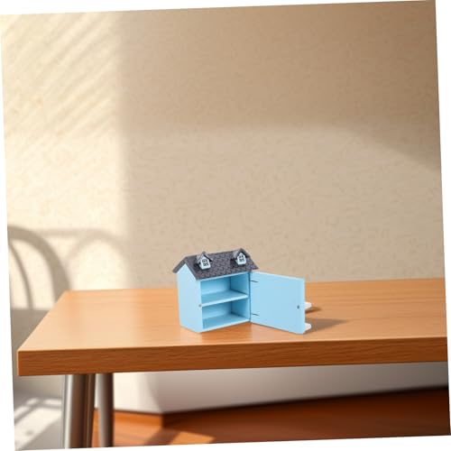 JOINPAYA Puppenhaus Dekoratives mit Holzmini Möbeln Blaues Tiny House Ornament für Kinderzimmer und Büro Stilvolle Miniatur Villa mit Lebendigem Design von JOINPAYA