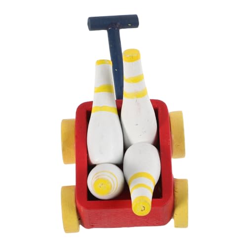 JOINPAYA Puppenhaus Miniatur Holz Bowlingwagen Mini Bowling Pin Set Für Spiel Home Decor Miniatur Bowling Simulation Bowling Pin Dekoration von JOINPAYA