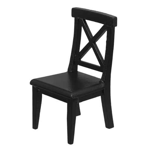 JOINPAYA Puppenhaus-Modell Holzstuhl Dekoration Puppenhaus Ornament Handgemachtes Modell Modellstuhl Mini-Puppenmöbel Miniaturmöbel zartes Miniaturspielzeug Miniatur-Stuhlmodell Birke Black von JOINPAYA