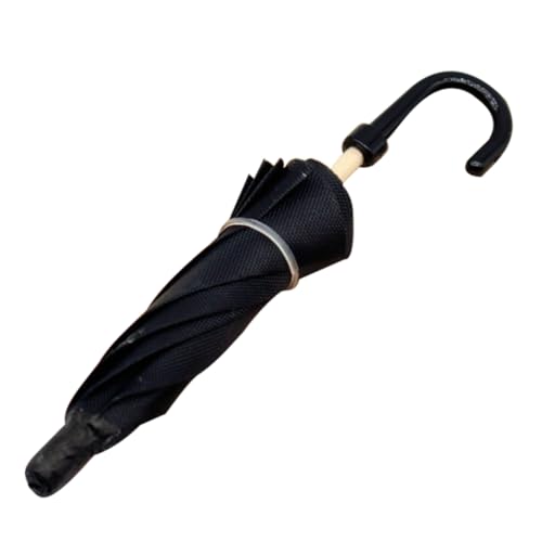 JOINPAYA Puppenhaus-Regenschirm Mini Tiny House Accessoires Regenschirmdekore Rollenspielzubehör Spielzeughaus Micro-Szene Regenschirm Puppe Reisen Spiel Black Stoff von JOINPAYA