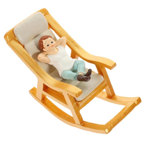 JOINPAYA Puppenhaus Schaukel Stuhl Miniaturen Bausätze Puppenhausessen Mini- -Schaukelstuhl Home Decor wohnungseinrichtung Puppenmöbel Miniatur-Schaukelstuhlmodell Harz Golden von JOINPAYA