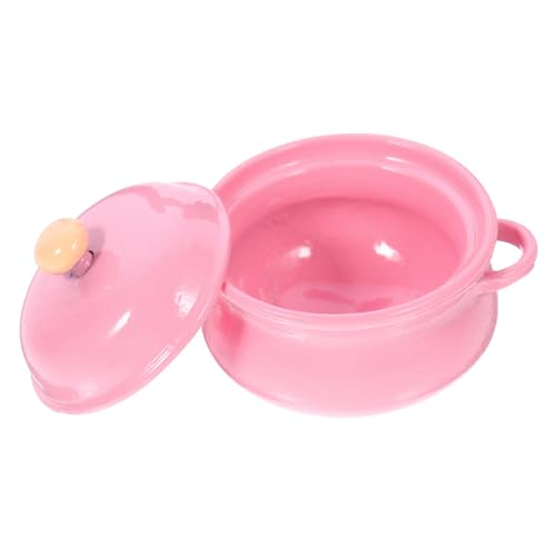 JOINPAYA Puppenhaus Suppen Topf kinderküche Kitchen Kitchen Kochtöpfchen dekoratives Mini-Kochgeschirr pädagogische Minikocher fröhlicher Minikocher Mini-Topf Keramik Rosa von JOINPAYA