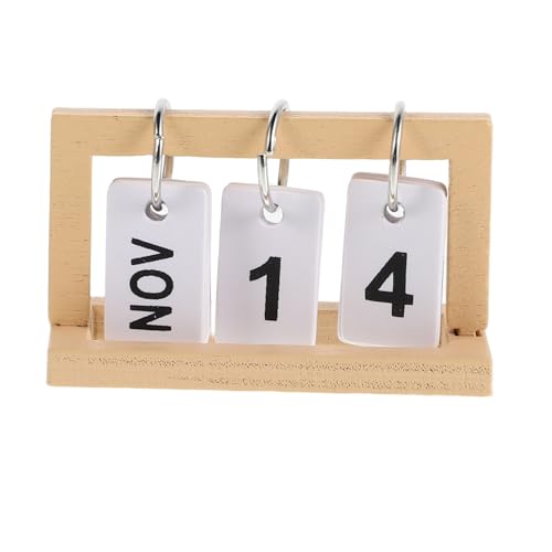 JOINPAYA Puppenhaus-Tischkalender winziger Tischkalender Micro Landscape Decor Mikro klein interaktives puppenhaus deko Tischkalender aus Holz blätterkalender Beige von JOINPAYA