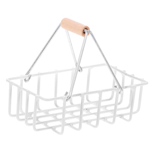 JOINPAYA Puppenhauskorb Kleiner Korb Spielzeughaus Minikorb Mit Griff Tragbarer Minikorb Puppenhausspielzeug Kleiner Einkaufskorb Mini Einkaufskorb Kinderspielzeug Eisen Weiß von JOINPAYA
