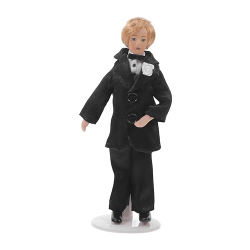 JOINPAYA Puppenhauspuppe Braut-bräutigam-Figur Realistisch Hochzeitsdekorationsfigur Outfit Romantische Figuren Paar Figur Miniatur Modern Leute Aus Dem Puppenhaus Zahlen Für Black Stoff von JOINPAYA