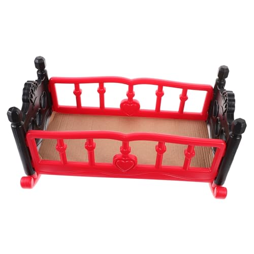 JOINPAYA Mini-puppenbett Modell Puppenbett Spielzeug Für Mädchen Spielhausmöbel Rotes Schlafbett Kinderbett-zubehör von JOINPAYA