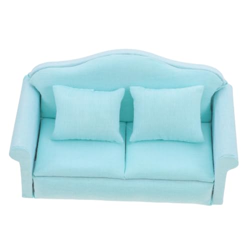 JOINPAYA Puppenstubensofa Spielzeugmöbel Miniaturmöbel Für Puppenstuben Spielzeugcouch Für Puppen Mini Landschaftszubehör -Sofa Mini-Sofa Miniaturpuppenhausmöbel Stoff Light Green von JOINPAYA