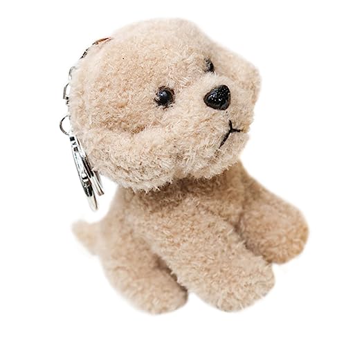 JOINPAYA Schlüsselanhänger schlüsselkette kindergeschenk Geburtstagsgeschenk Ornamente Key fob Welpe klein mini Kuscheltier Handtasche süßer Stoffhund Plüsch Hund PP Baumwolle Light Brown von JOINPAYA