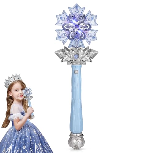JOINPAYA Schneeflocke Fee Zauberstab: Sprühen Sie leuchtende Prinzessin Zauberstab mit Musik für Mädchen Prinzessin Cosplay Geburtstag Party Gefälligkeiten Blau (ohne Batterien) von JOINPAYA