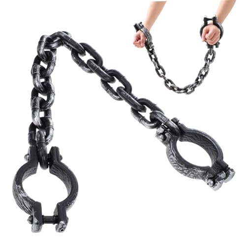 JOINPAYA Schwarze Kunststoff Handschellen mit Kettengliedern Halloween Kostümaccessoire Langlebig Leicht Realistisch für Cosplay Karneval Maskenbälle und Partydekoration von JOINPAYA