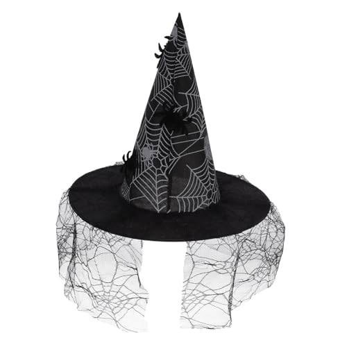 JOINPAYA Schwarzer Hexenhut mit Spitze und Spinnennetzmuster Leichter Partyhut für Halloween Kostüm Verstellbar und Komfortabel Geeignet für Damen Halloween Cosplay und Faschingsfeiern JOINPAYA Schwarzer Hexenhut mit Spitze und Spinnennetzmuster Leichter Partyhut für Halloween Kostüm Verstellbar und Komfortabel Geeignet für Damen Halloween Cosplay und Faschingsfeiern von JOINPAYA