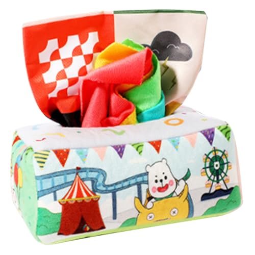 JOINPAYA Sensorisches Babyspielzeug Tissue Box aus Leichtem Weichem mit Cartoon Reißfest und Sicher für Junge Mädchen Jahr Montessori Lernspielzeug für Kleinkinderhand und Frühe von JOINPAYA