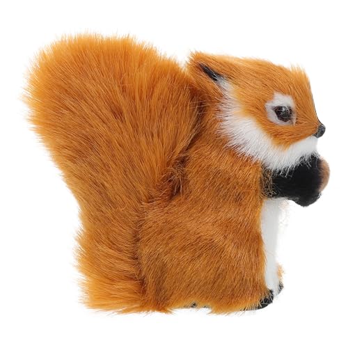 JOINPAYA Stofftiermodell Befestigungselemente Für Zu Hause Süße Simulations-eichhörnchen Auto Eichhörnchen Kleine Tierfiguren Pelziges Eichhörnchen Kleines Hakenband Plastik Light Brown von JOINPAYA