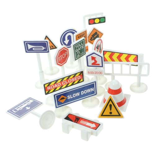 JOINPAYA Teiliges Mini Verkehrszeichen Spielset aus Kunststoff Pädagogisches Verkehrs und Straßenblockspielzeug für Interaktives Lernspielzeug zur Verkehrssicherheit und Straßenerkennung von JOINPAYA