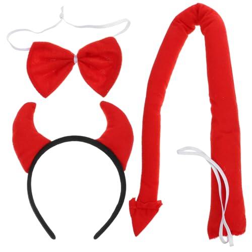 JOINPAYA Teufelskostüm-Zubehörset: Halloween-Teufelshorn-Stirnband Schwanzfliege Für Kinder Dämonen-Cosplay-Haarreifen-Set Für Maskerade Karneval Geburtstagsparty JOINPAYA Teufelskostüm-Zubehörset: Halloween-Teufelshorn-Stirnband Schwanzfliege Für Kinder Dämonen-Cosplay-Haarreifen-Set Für Maskerade Karneval Geburtstagsparty von JOINPAYA