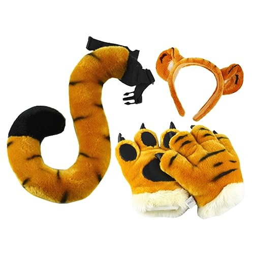 JOINPAYA Tiger Kostüm Zubehör Set für Erwachsene Weicher Plüsch Haarreif mit Tiger Ohren und Pfoten Handschuhe Bequemes Cosplay Accessoire für Halloween Karneval und Kostümpartys JOINPAYA Tiger Kostüm Zubehör Set für Erwachsene Weicher Plüsch Haarreif mit Tiger Ohren und Pfoten Handschuhe Bequemes Cosplay Accessoire für Halloween Karneval und Kostümpartys von JOINPAYA