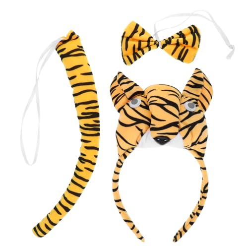 JOINPAYA Tiger-Kostüm-Zubehör-Set: Tigerohren Stirnband Fliege Halloween Stofftier Cosplay Für Bühnenauftritt Geburtstagsthema Kleid Party-Requisiten von JOINPAYA