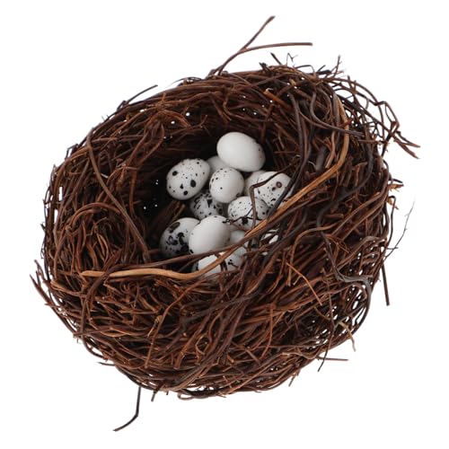 JOINPAYA Künstliche Vogelnest Ornament Simulation Rattan Nest Spielzeug Eier Mini Garten Für Ostern von JOINPAYA