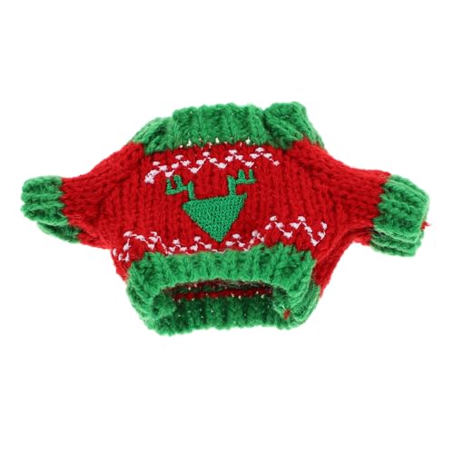 JOINPAYA Weicher Mini Pullover für Puppen Festliches Weihnachtsdesign mit und Grünem Dreiecksmuster Kuscheliges Plüschmaterial Dekorativer Pullover zum Anziehen und Basteln Puppenkleidung von JOINPAYA