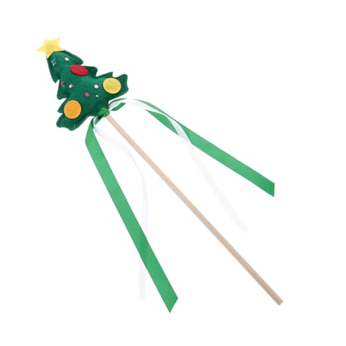 JOINPAYA Weihnachtsfeenstab Weihnachtsschmuck Festtagsschmuck Cartoon-Hefter Weihnachts-Ohrstecker Baum Party Dekoration Zauberstäbe feenhafte Partydekorationen Holz Green von JOINPAYA
