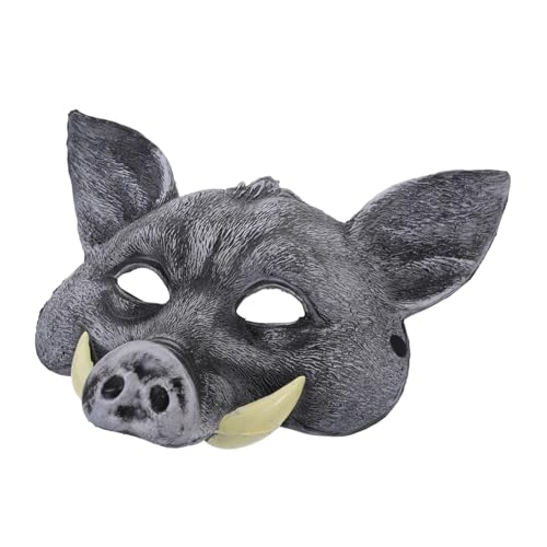 JOINPAYA Wildschwein Maske Schweinekopfmasken beängstigend Tier realistische Gesichtsbehandlung UV halloween masquerade Party-Cosplay-Requisite Maske im Horror-Stil Pu Black von JOINPAYA