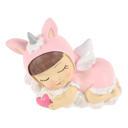 JOINPAYA schlafender Engel Feenkuchendeckel geburtstagstorte dekoration geburtstagskuchen deko kuchen dekoration Alles zum Geburtstag-Kuchenaufsatz Kuchen Topper Geburtstag Harz Rosa von JOINPAYA