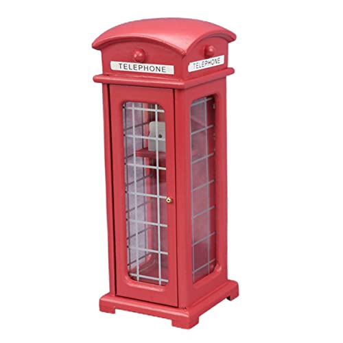JOINPAYA simulierte Telefonzelle Stütze Haushalt winziges Miniatur Bausatz im Freien kleine Hausdekoration entzückende Mini-Telefonzelle kleines Telefonzellenmodell MDF rot von JOINPAYA