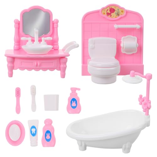 JOINPAYA 10pcs Puppenhaus Badezimmer Möbel Set: Zubehör möbel 1:12 Badewanne Toilette Waschbecken Toilettenartikel Deko Dollhouse Puppenmöbel JOINPAYA 10pcs Puppenhaus Badezimmer Möbel Set: Zubehör möbel 1:12 Badewanne Toilette Waschbecken Toilettenartikel Deko Dollhouse Puppenmöbel von JOINPAYA