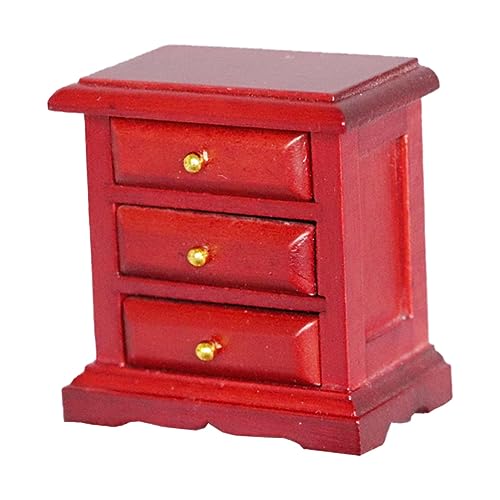 Puppenhaus Seitenschrank Mini-Essen Puppenhausmöbel Mini-Lebensmittel Winziges Zuhause Miniaturen Mini-hausverzierung Miniaturmöbel Winziges Miniaturhaus Hölzern Rot JOINPAYA von JOINPAYA