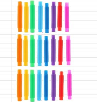 JOISHOP 24 Stück Bunte Rohre Kinder Stretch, Pop Röhren Sensorik Spielzeug Mini Pop Tube für Erwachsene und Kinder Stress Ängste abbauen von JOISHOP