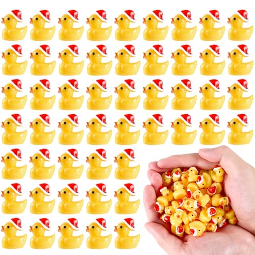 JOISHOP 50 Stück Mini-Enten aus Kunstharz, Mini-Weihnachtsenten, kleine kleine kleine Kunststoffenten mit Weihnachtsmütze für Weihnachtsfeier, Tütenfüller, Innendekoration JOISHOP 50 Stück Mini-Enten aus Kunstharz, Mini-Weihnachtsenten, kleine kleine kleine Kunststoffenten mit Weihnachtsmütze für Weihnachtsfeier, Tütenfüller, Innendekoration von JOISHOP
