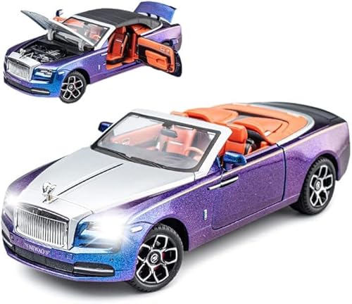 JOKBEN Rolls-Royce Simulation Legierung Cabrio Auto Modell,1:24 Druckguss-Spielzeugautos mit Sound und Licht, für Kinder Geschenk Weihnachts- und Neujahrsgeschenke (lila) von JOKBEN