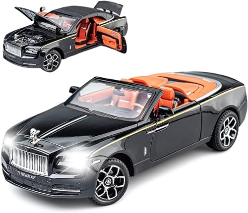 JOKBEN Rolls-Royce Simulation Legierung Cabrio Auto Modell,1:24 Druckguss-Spielzeugautos mit Sound und Licht, für Kinder Geschenk Weihnachts- und Neujahrsgeschenke (schwarz) von JOKBEN