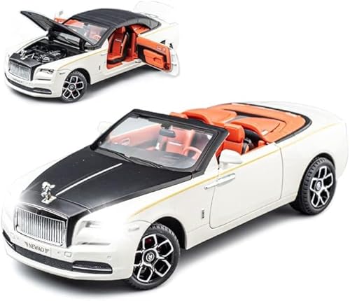 JOKBEN Rolls-Royce Simulation Legierung Cabrio Auto Modell,1:24 Druckguss-Spielzeugautos mit Sound und Licht, für Kinder Geschenk Weihnachts- und Neujahrsgeschenke (weiß) von JOKBEN
