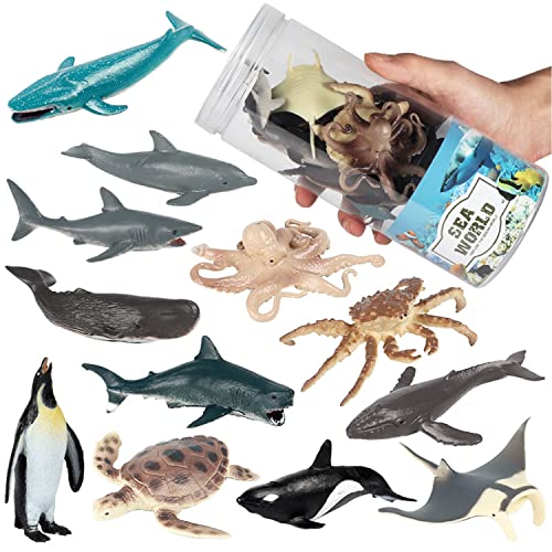 JOKFEICE 12 Stück Meerestier-Figuren – realistische Kunststoff-Meerestiere, Party-Kuchenaufsätze, pädagogisches Badespielzeug für Ostern und Kinder JOKFEICE 12 Stück Meerestier-Figuren – realistische Kunststoff-Meerestiere, Party-Kuchenaufsätze, pädagogisches Badespielzeug für Ostern und Kinder von JOKFEICE