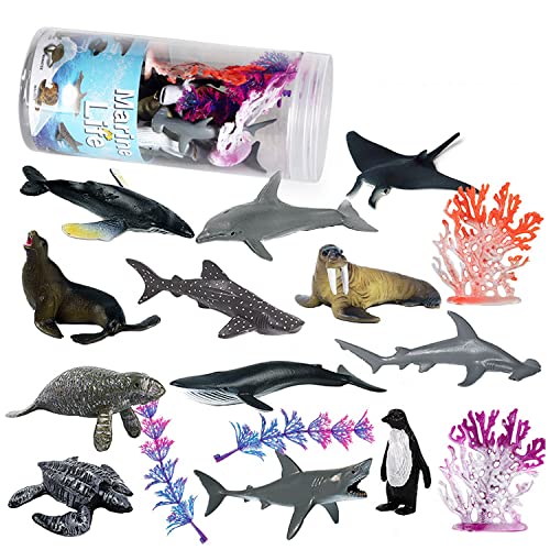 JOKFEICE 12 Stück Mini-Ozean-Tier-Figuren – realistische Meerestiere, Unterwasser-Pädagogisches Spielzeug, Cupcake-Topper, Osterfüller, Aquarium-Dekoration von JOKFEICE